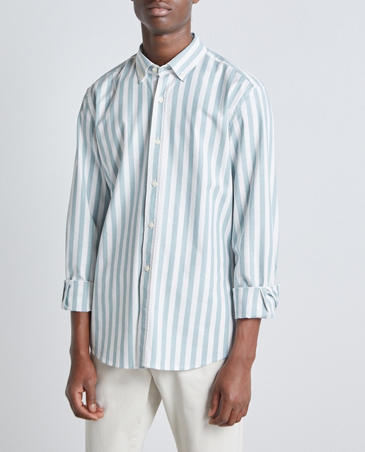 Imagen 0 de Camisa manga larga para hombre tejido oxford raya ancha