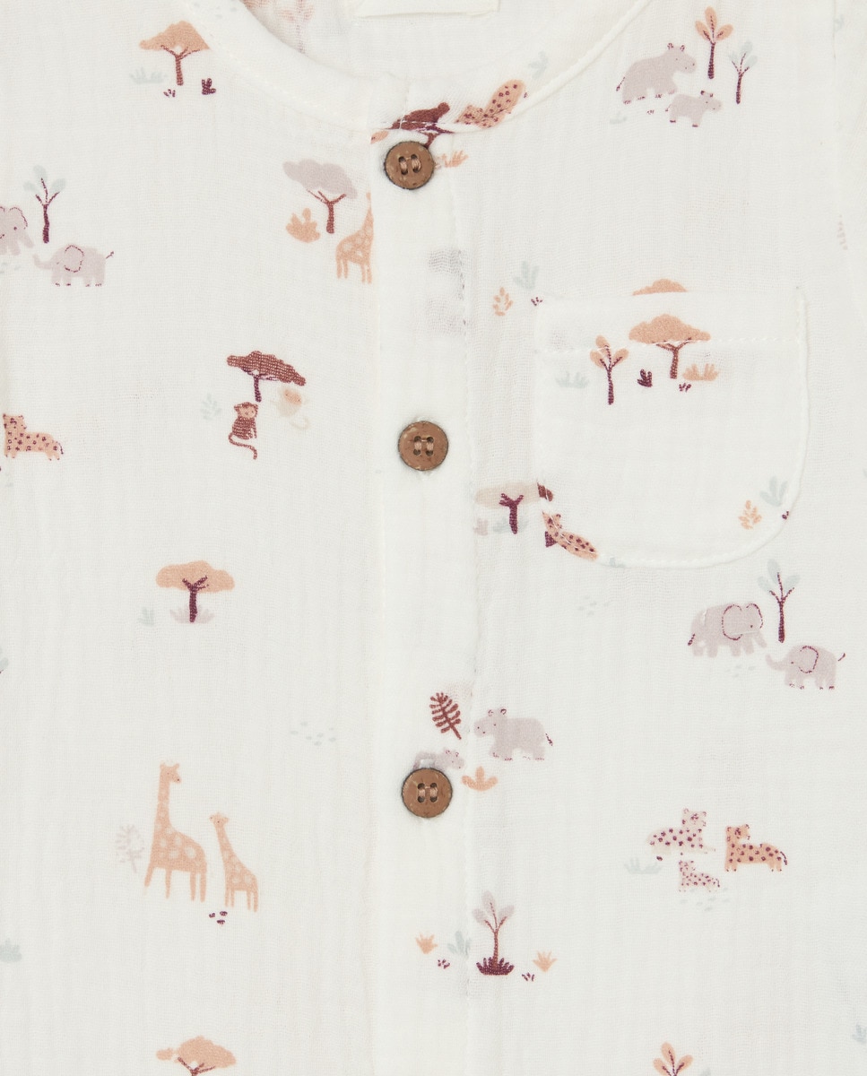 Babygrow Curto de Bebé em Chiffon Branco-3