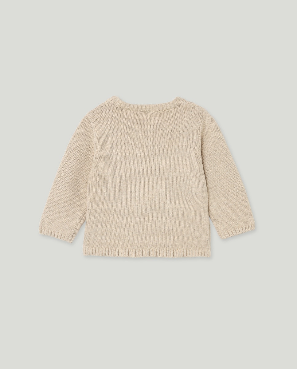 Camisola de Malha Lisa de Bebé com Gola Redonda 120 Cru-2