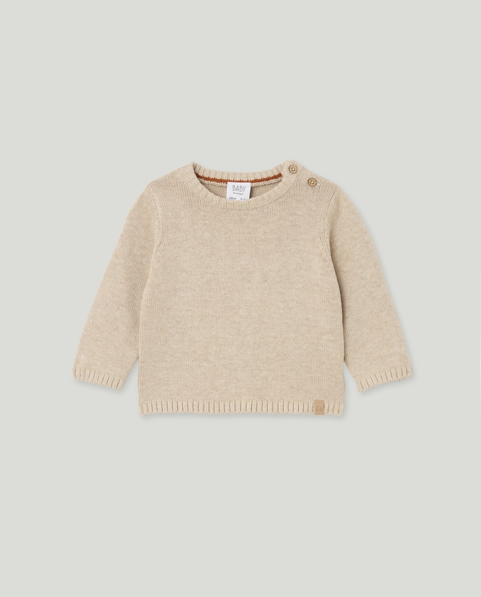 Camisola de Malha Lisa de Bebé com Gola Redonda 120 Cru-1