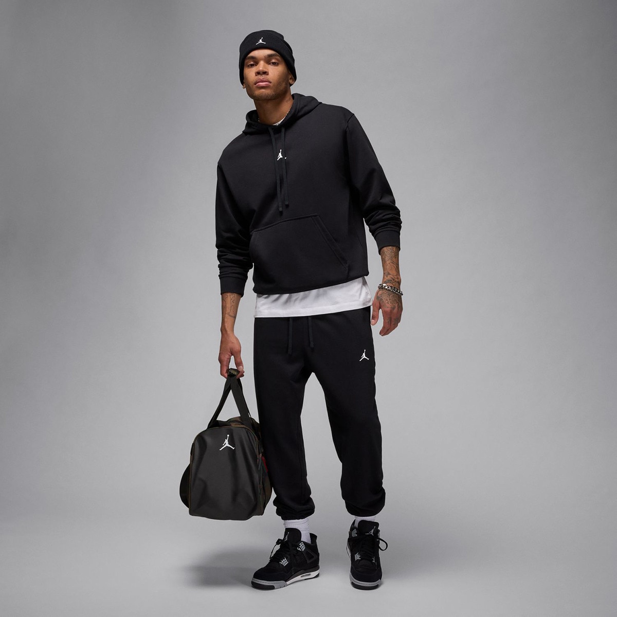 Calças de Homem Sport Crossover Fleece Preto-4