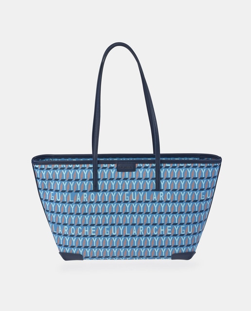 Imagem 0 de Mala Tipo Tote Grande com Alças Compridas em Material Sintético - Azul