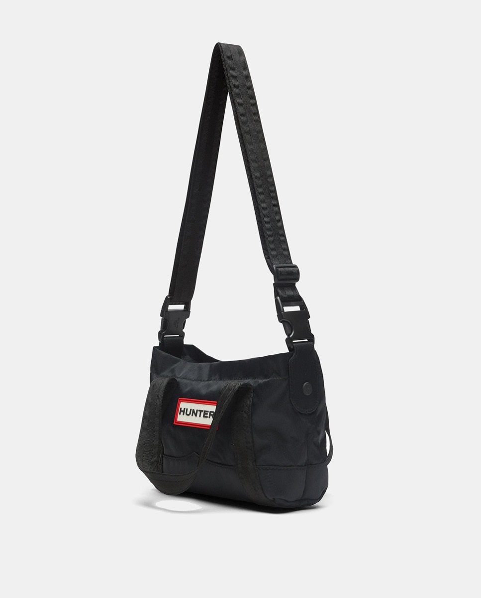 Mala tote pequena unissexo de nylon preta com várias asas Preto-3