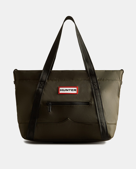 Tote mediano de nylon en verde militar con cremallera - Hunter - Verde militar
