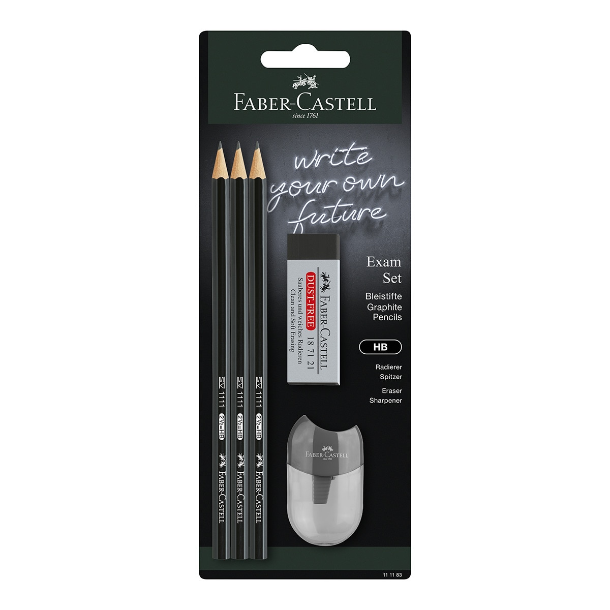 Imagen 0 de Blister escolar con 3 lapiceros + afila + goma Faber-Castell