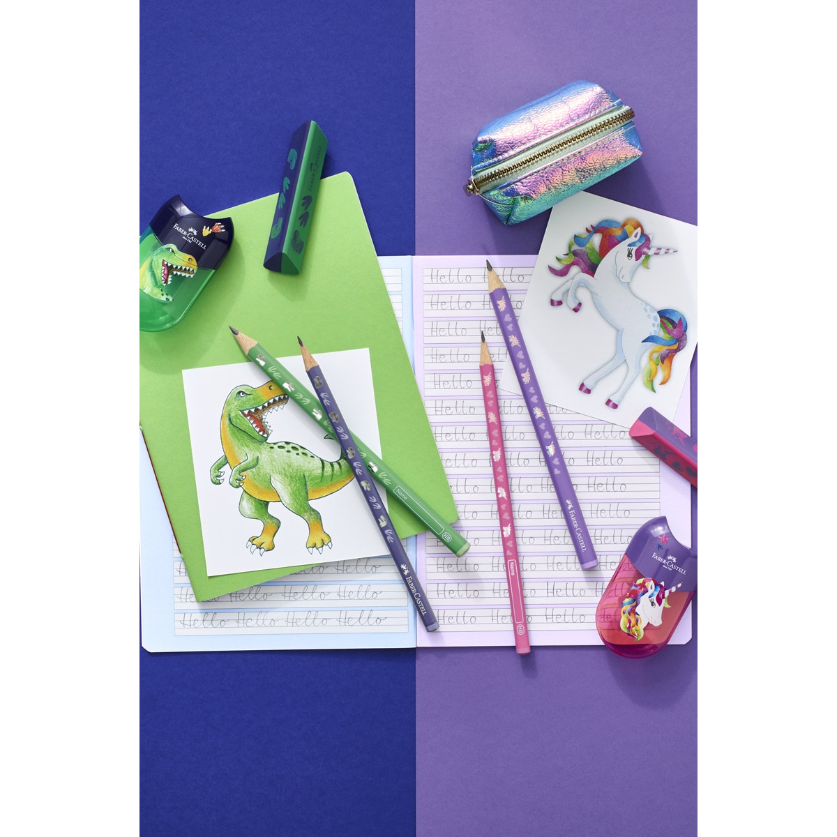 Lápiz grafito decoración unicornio dureza HB Faber-Castell color rosa Rosa-3