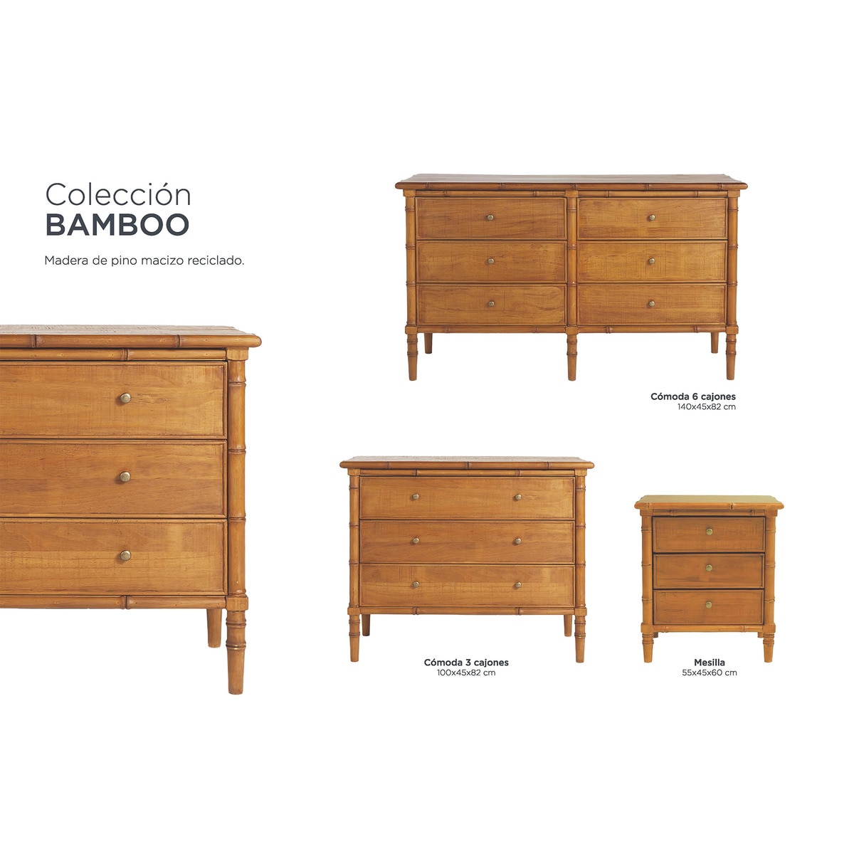 Mesa Auxiliar de Pinho Bamboo Natural-8