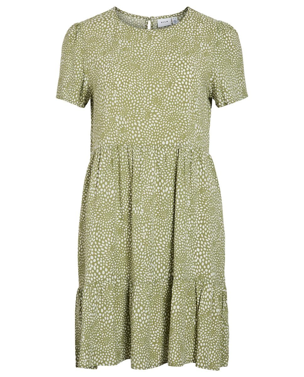 Vestido curto com folho Verde-claro-6