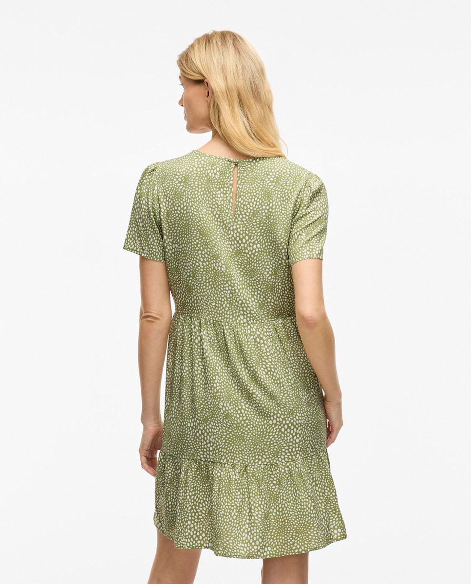 Vestido curto com folho Verde-claro-2