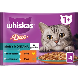 Comida húmeda para gatos adultos +1 año mar y montaña 4 sobres 85 g - Whiskas