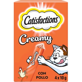 snacks cremoso para gato adulto pollo 4 bolsa 10 g - Catisfactions
