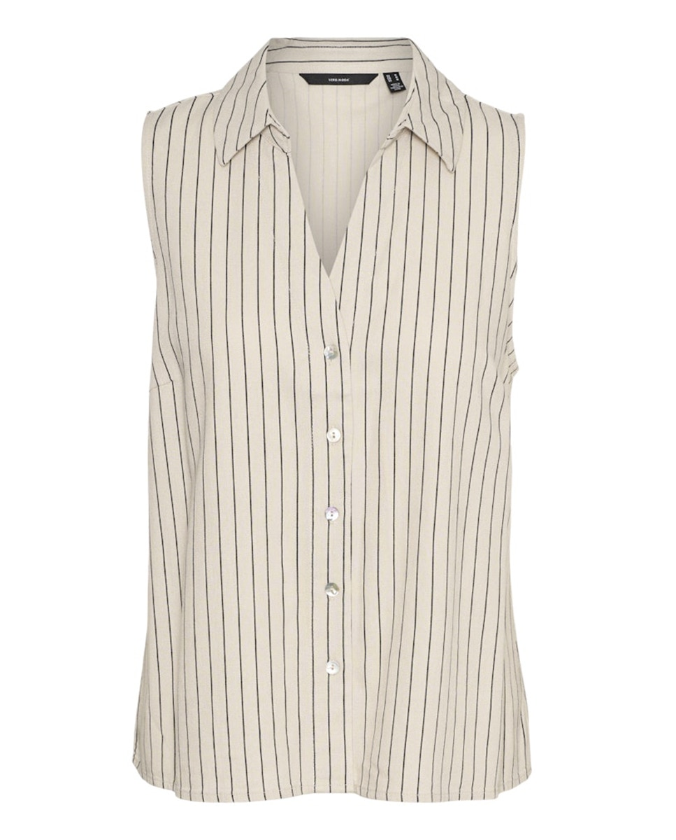 Blusa sem Mangas e com Corte de Camisa Lã-4