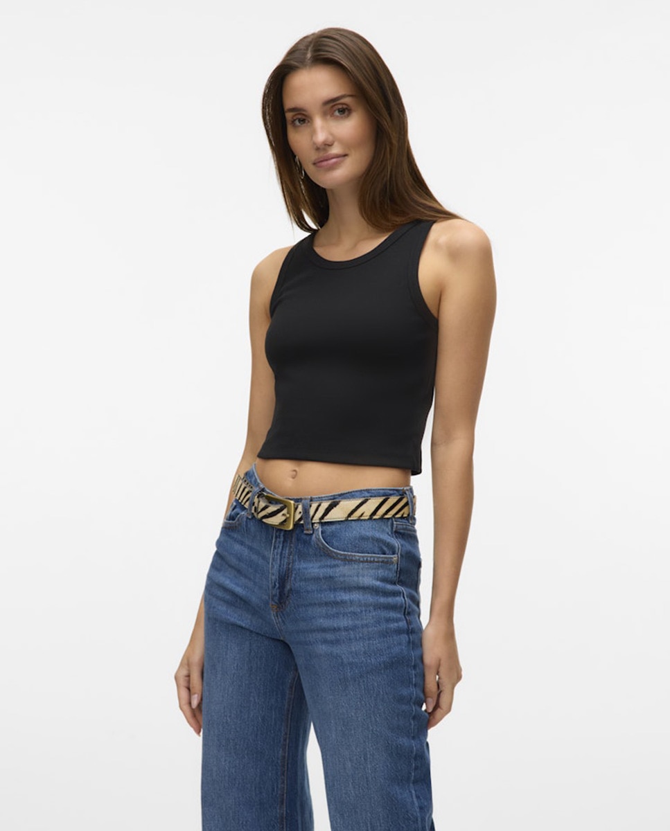 Crop Top sem Mangas Preto-1