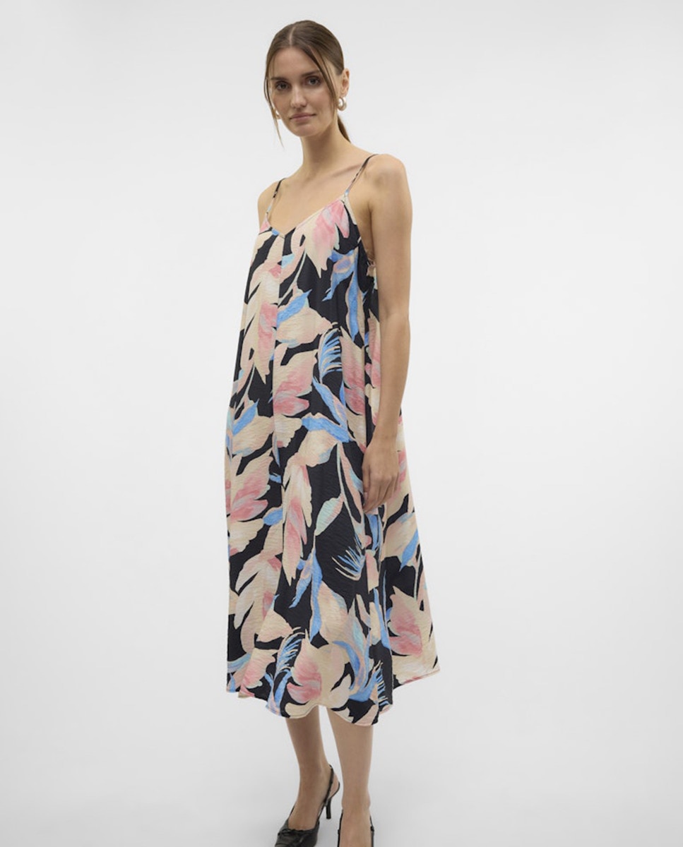 Vestido midi de alças Multicolor-3