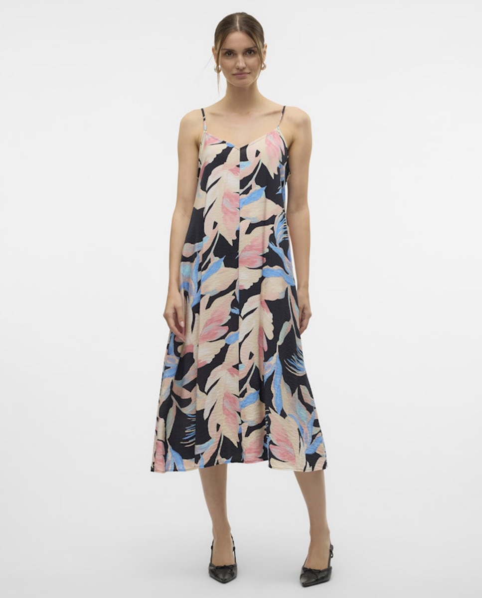 Vestido midi de alças Multicolor-1