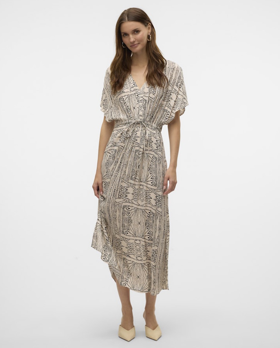 Vestido Comprido Ajustável na Cintura Cinzento-claro-3