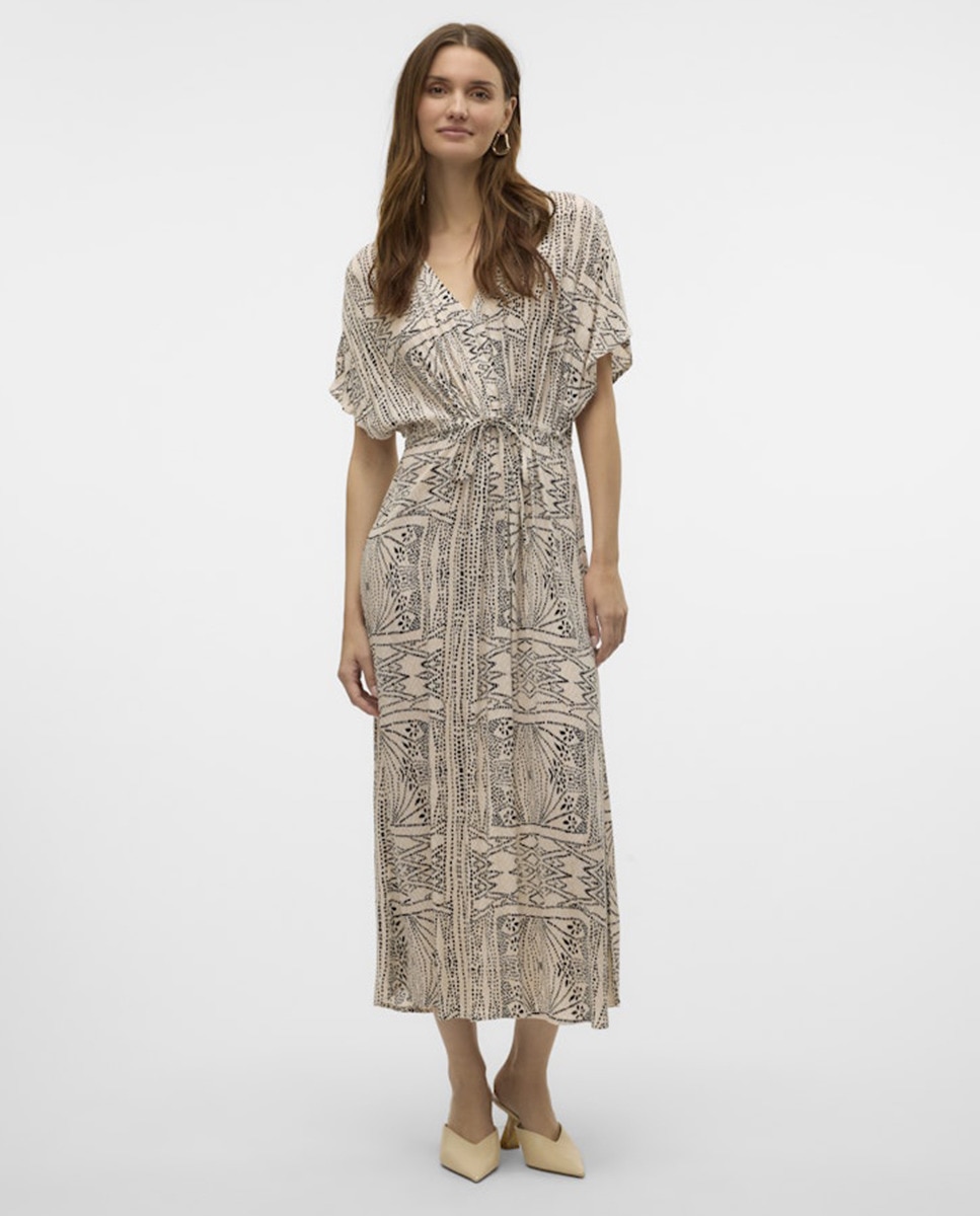 Vestido Comprido Ajustável na Cintura Cinzento-claro-1