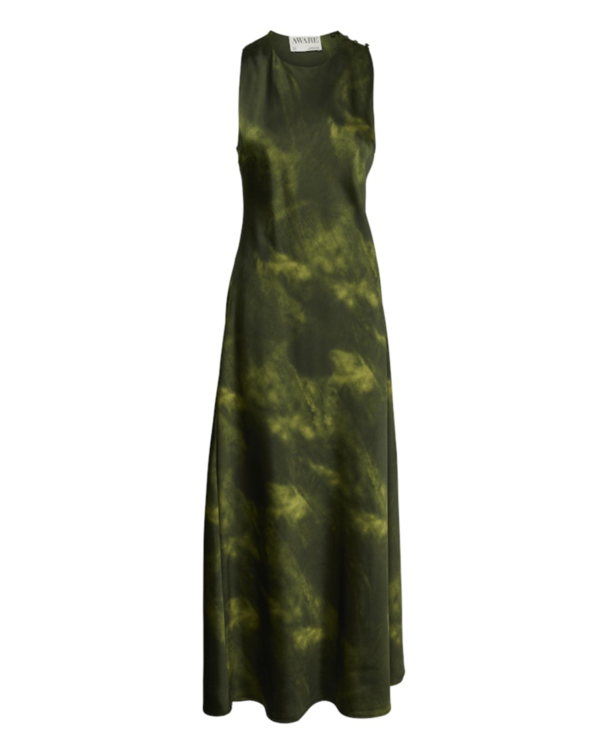 Vestido Comprido com Costas Cruzadas Musgo-5