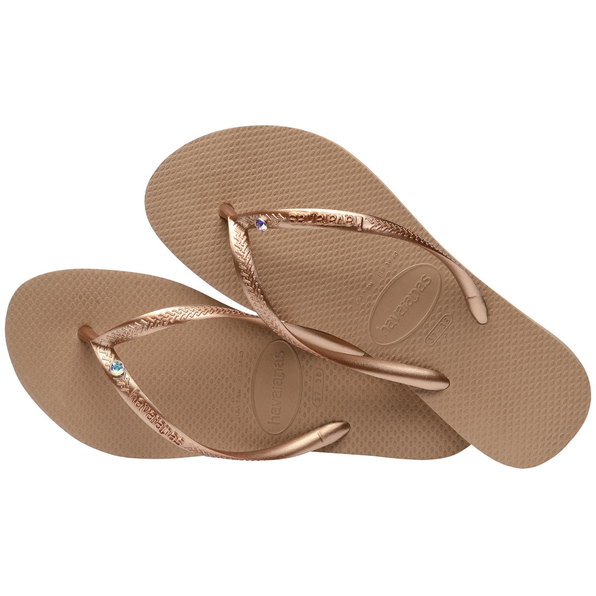 Chinelos de Dedo de Mulher Slim Crystal SW II Havaianas Rosa-pálido-3