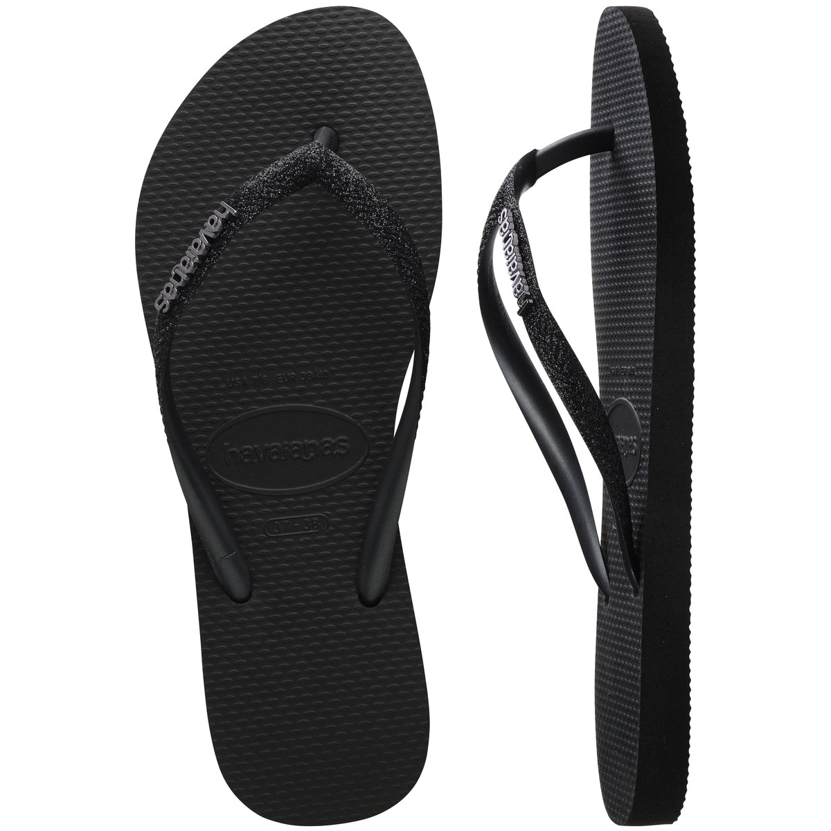 Chinelos de Banho de Mulher Slim Glitter II Preto-5