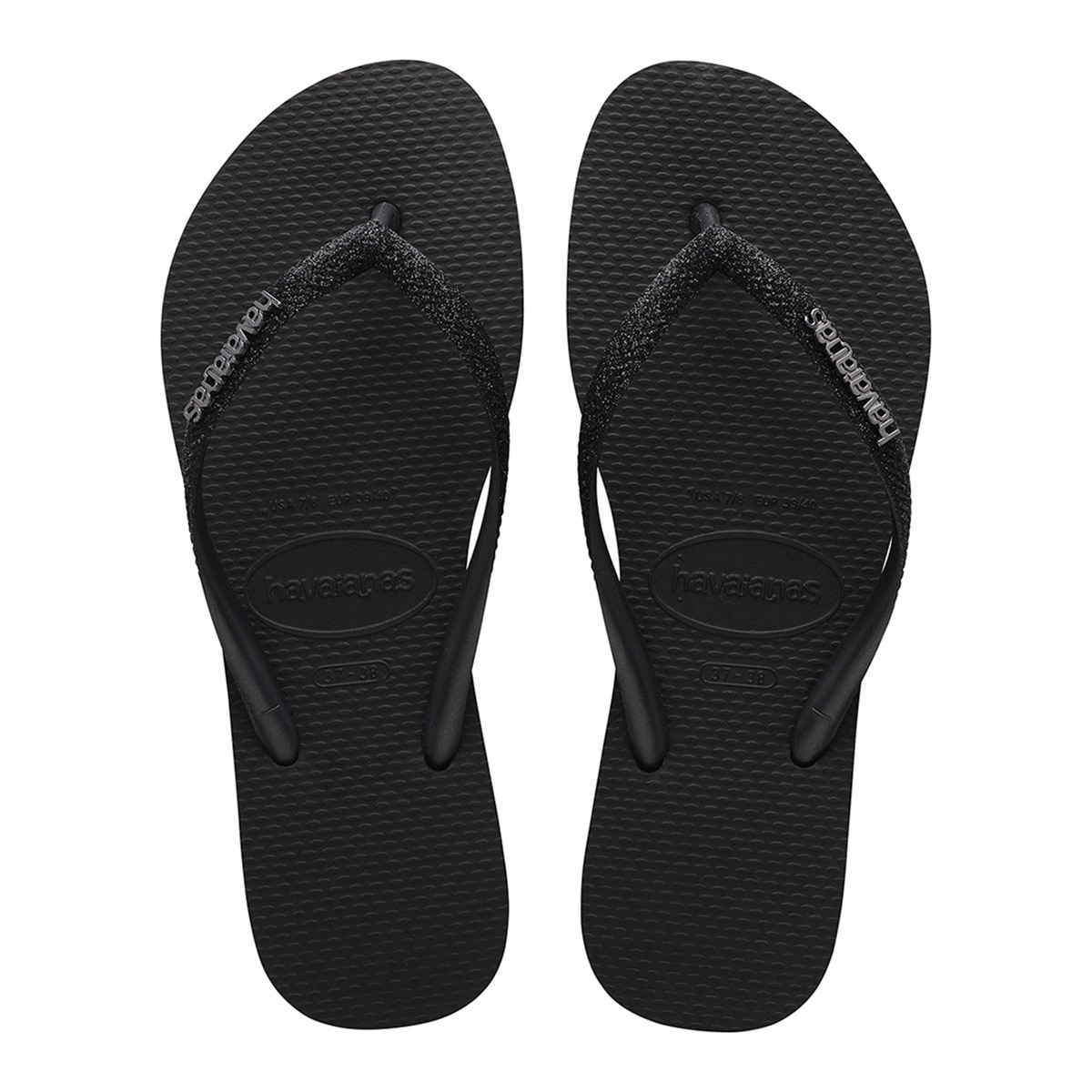 Chinelos de Banho de Mulher Slim Glitter II Preto-1