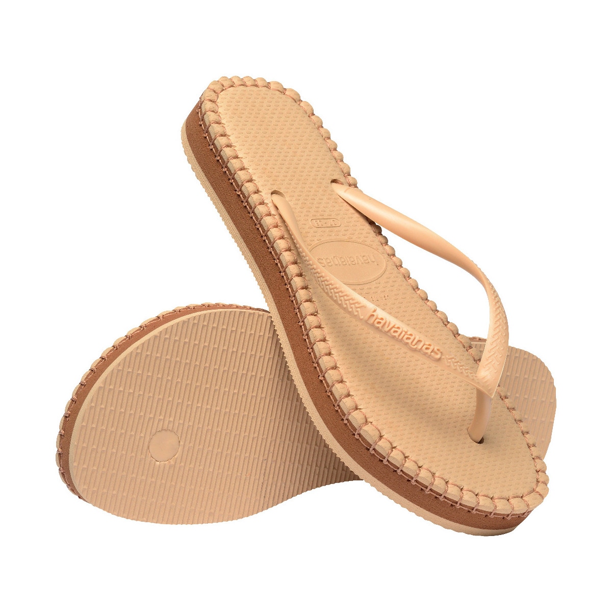 Sandálias de Mulher Hav. Slim Flatform Loop Golden/Golden 412 Natural-6