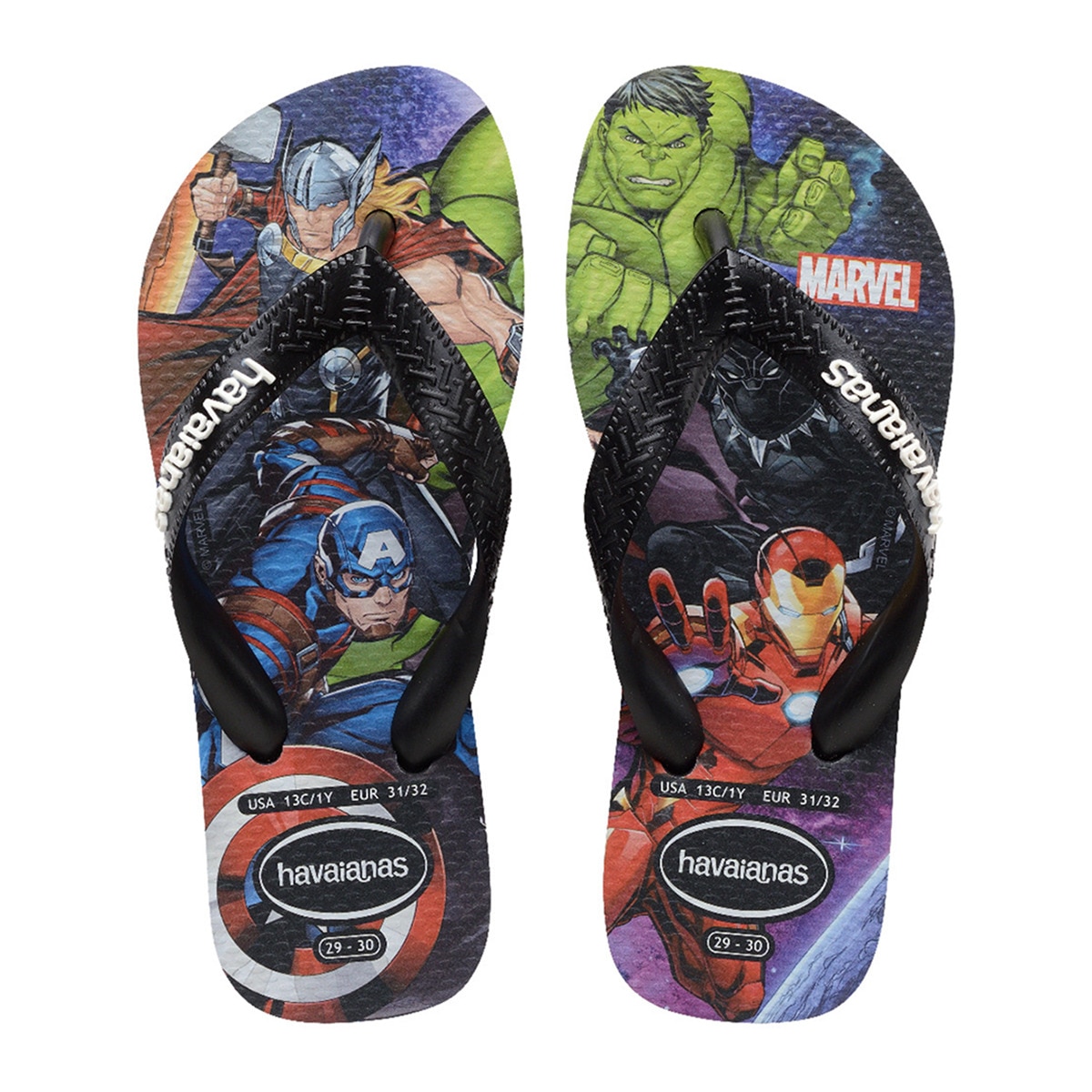 Sandálias de Menino Hav. Kids Top Marvel Ii Black 356 Estampado/Preto-1
