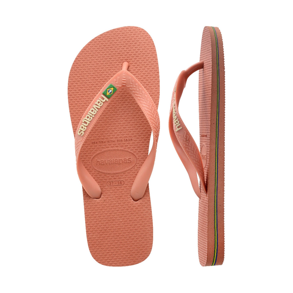 Sandálias Unissexo Hav. Brasil Logo Pink Clay 412 Rosa-pálido-3