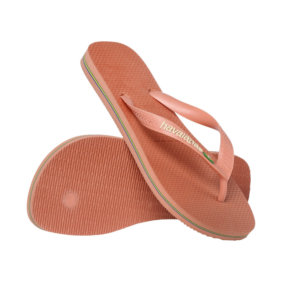 Sandálias Unissexo Hav. Brasil Logo Pink Clay 412 Rosa-pálido-2