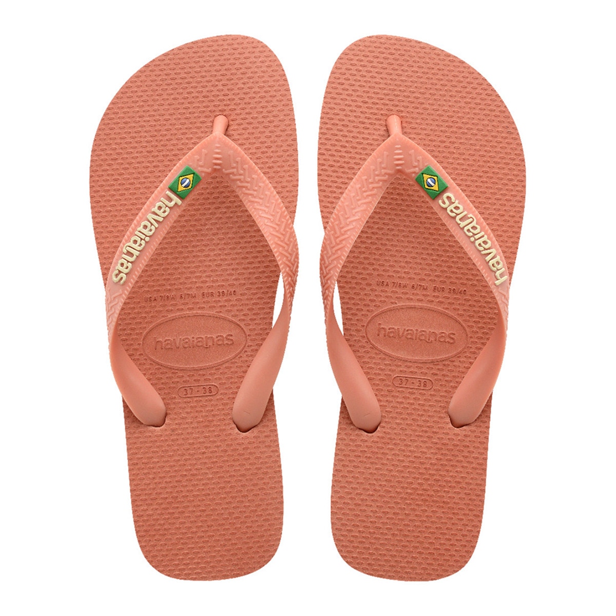 Sandálias Unissexo Hav. Brasil Logo Pink Clay 412 Rosa-pálido-1