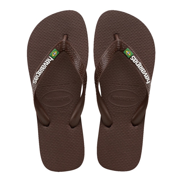 Imagem 0 de Sandálias Unissexo Hav. Brasil Logo Dark Brown/White 456