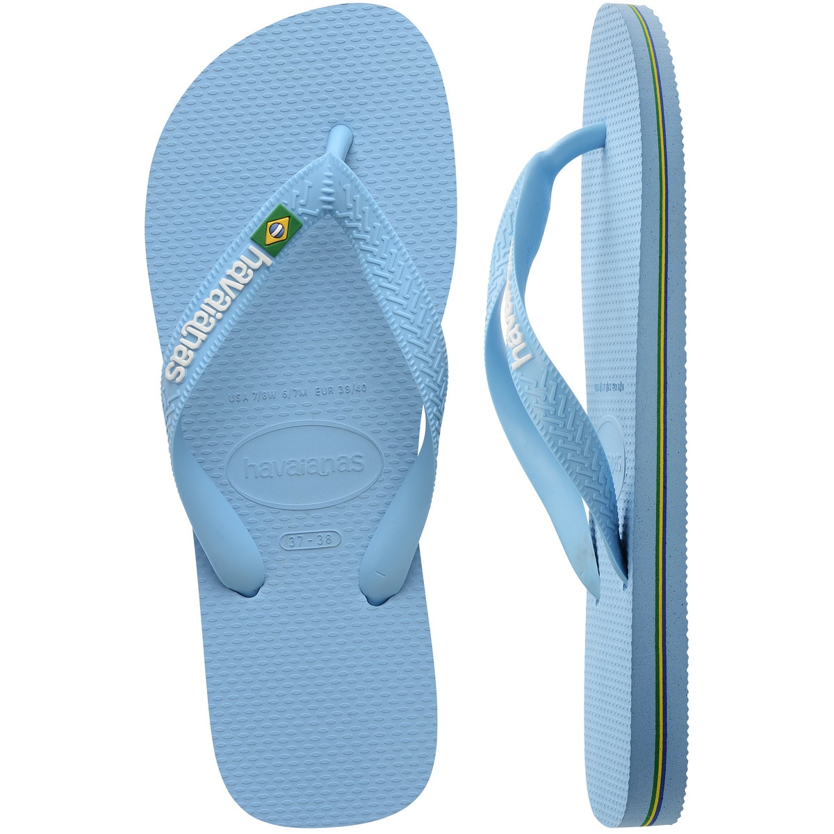 Sandálias Unissexo Hav. Brasil Logo Blue Lavender/White 456 Azul Céu-4