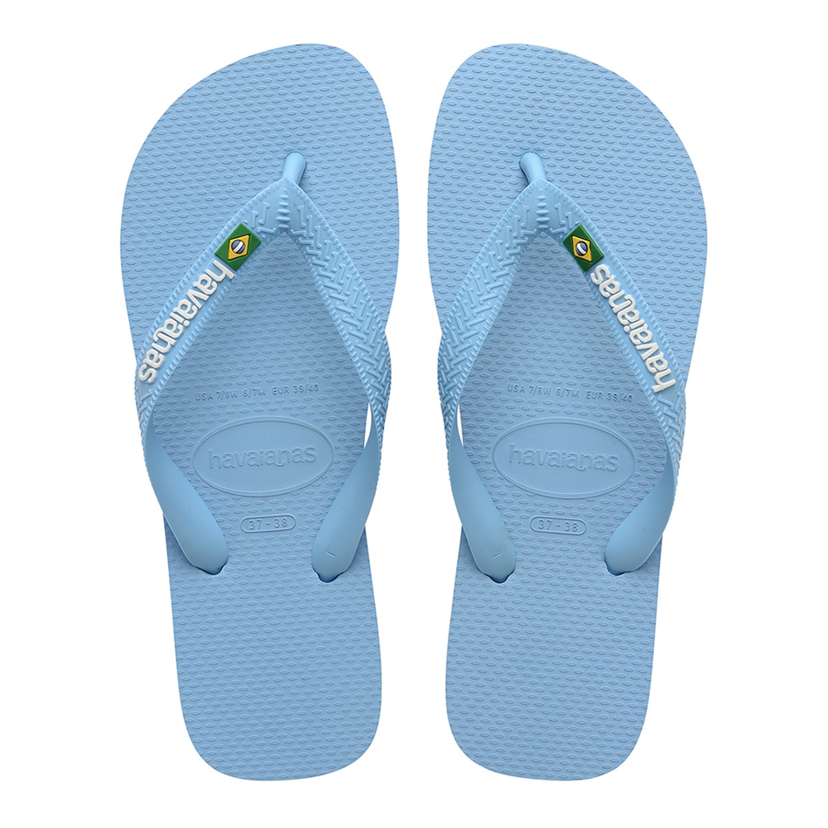 Sandálias Unissexo Hav. Brasil Logo Blue Lavender/White 456 Azul Céu-1