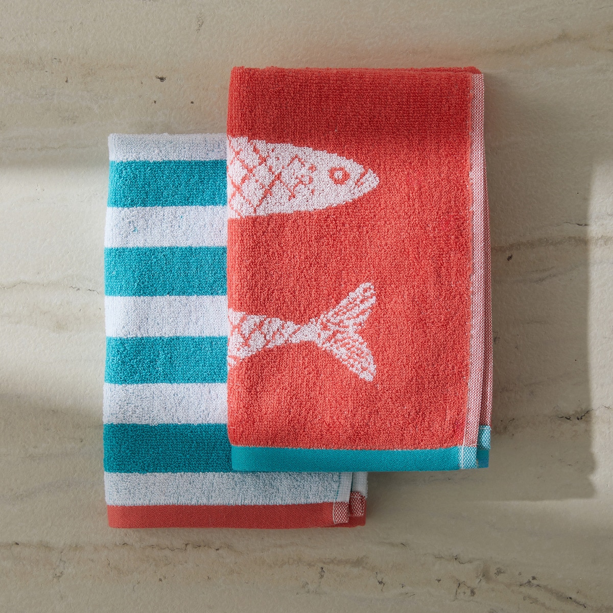 Set 2 paños rizo algodón Sardinas El Corte Inglés Multicolor-1