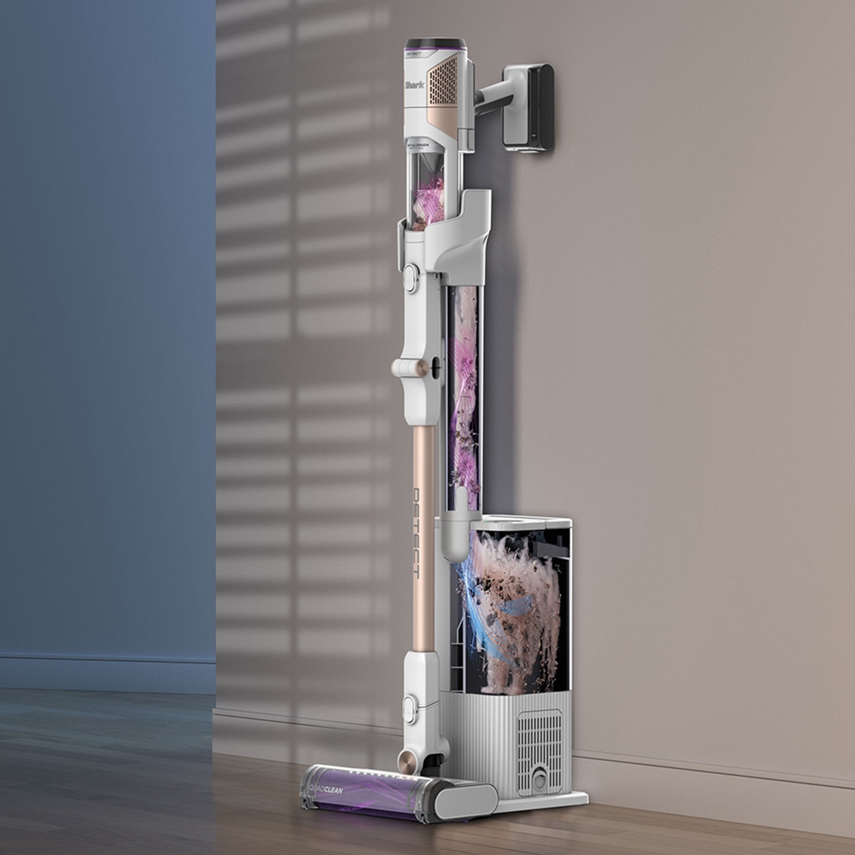 Aspirador de escoba Shark Detect  + sistema vaciado Blanco-16