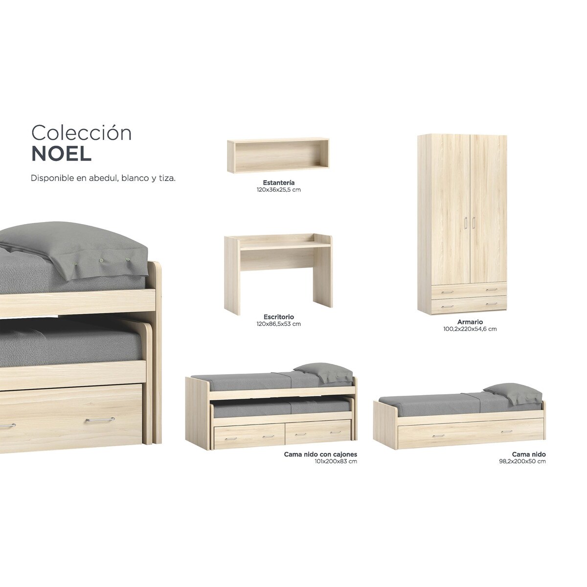 Cama com Gavetão e Gavetas Noel Pedra - Giz-4