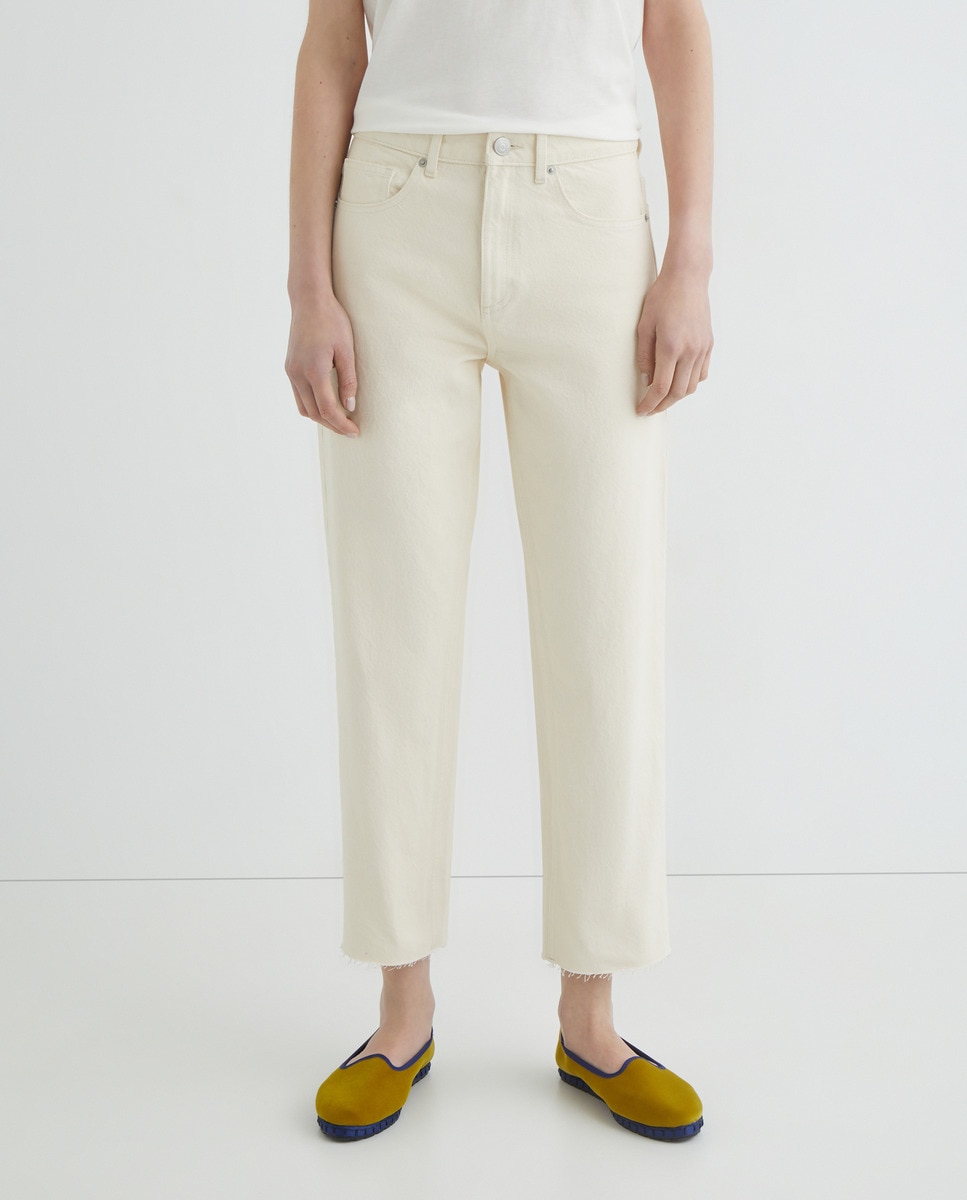 Pantalón straight cropped de sarga de mujer 730 Camel-2