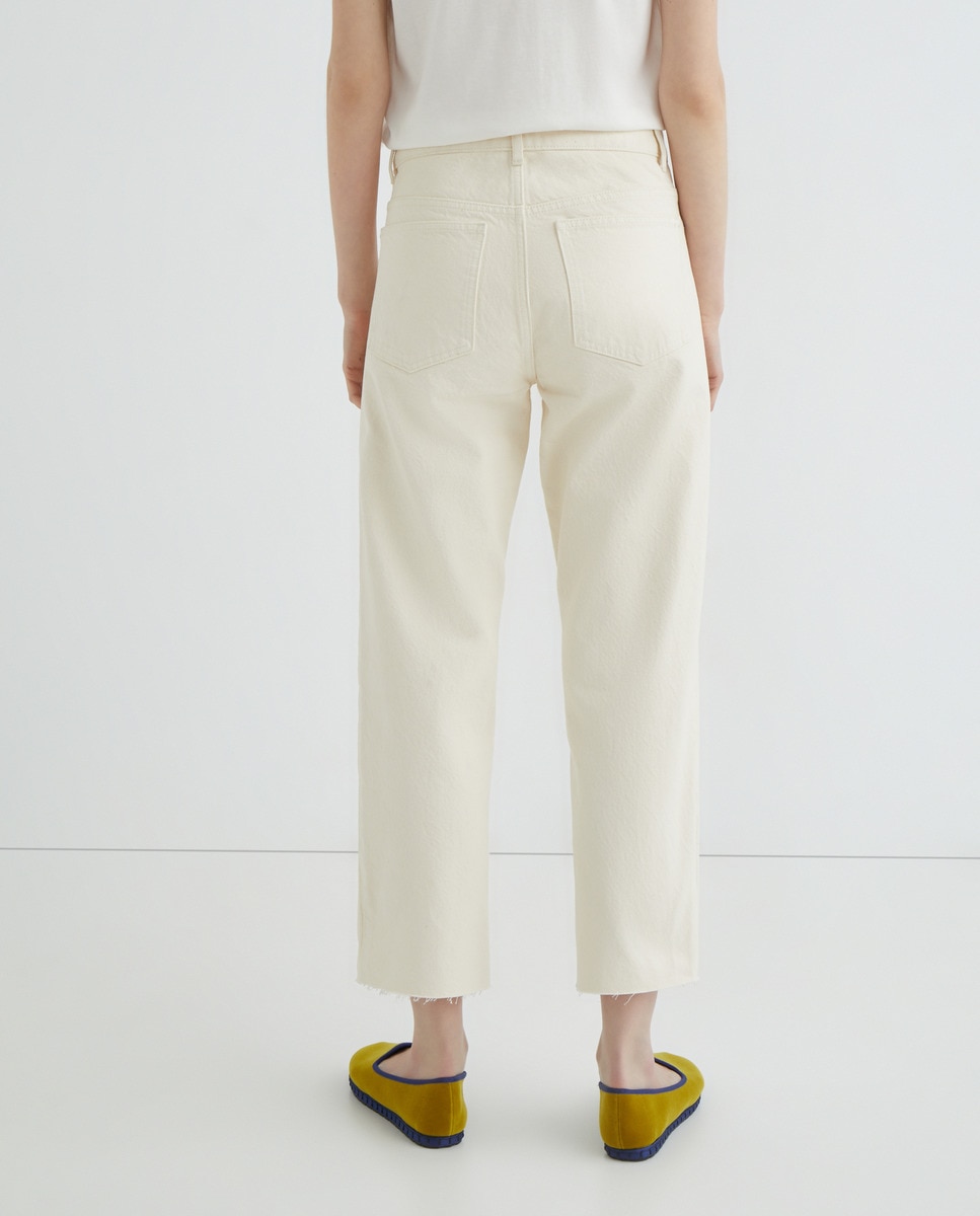 Pantalón straight cropped de sarga de mujer 730 Camel-3