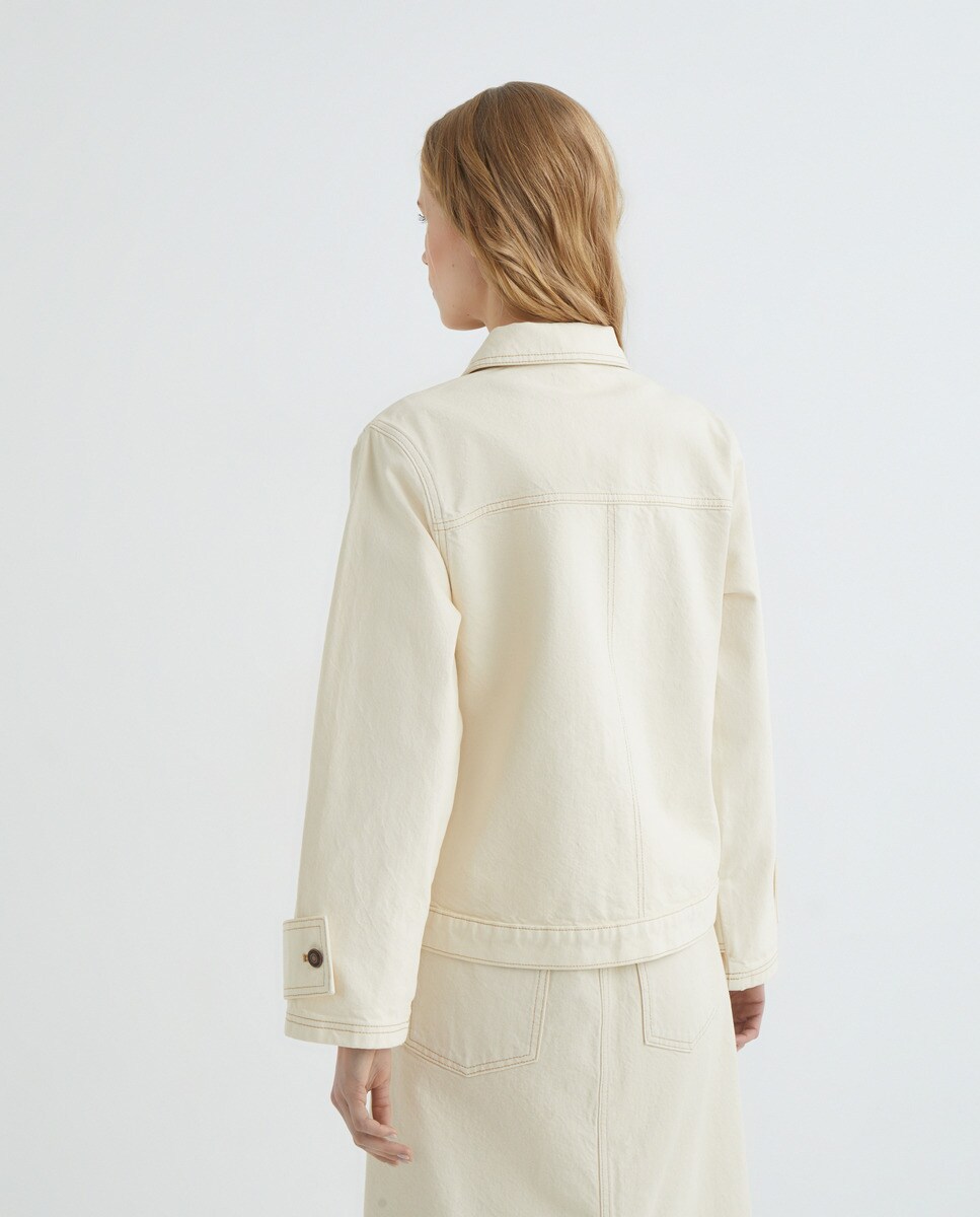 Chaqueta de sarga de mujer 120 Crudo-6