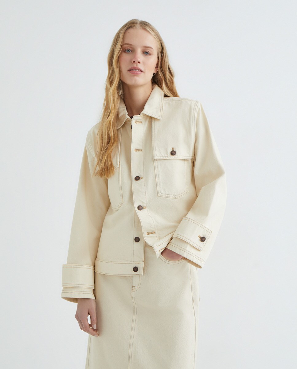 Chaqueta de sarga de mujer 120 Crudo-1