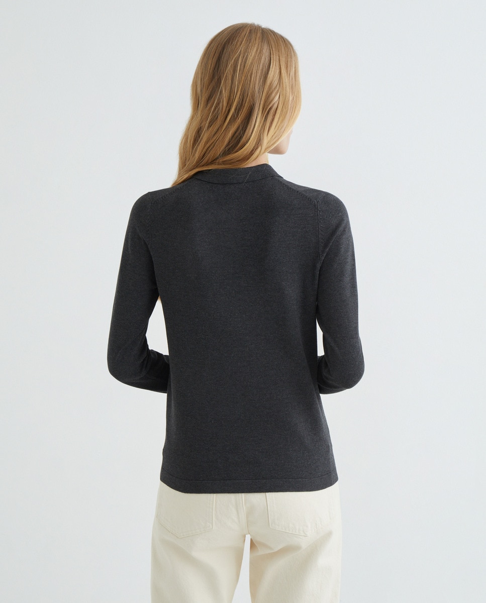 Jersey de mujer básico cuello polo 830 Antracita-3