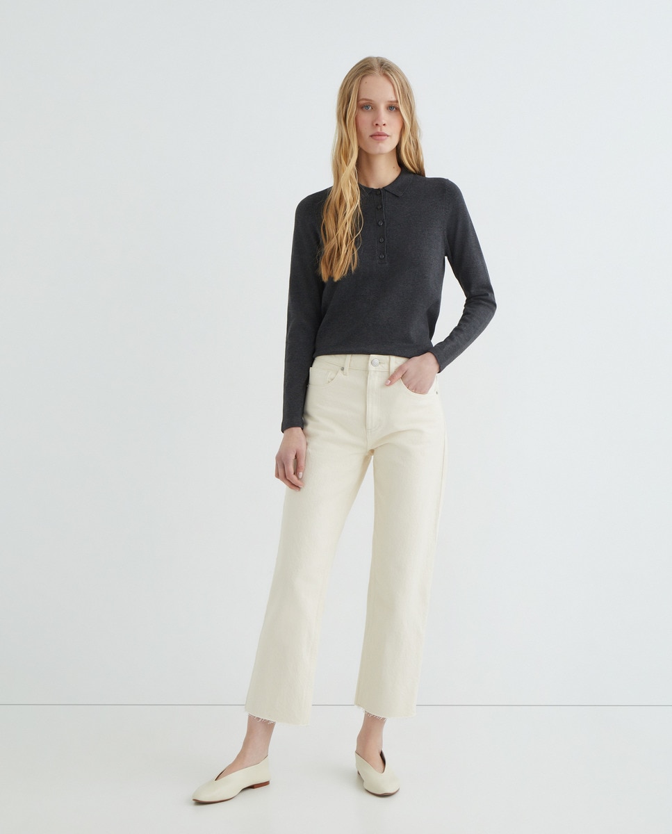 Jersey de mujer básico cuello polo 830 Antracita-1