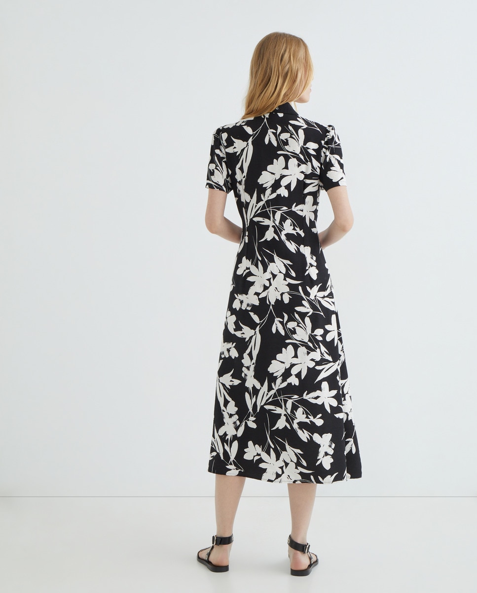 Vestido estampado com manga curta Preto-3