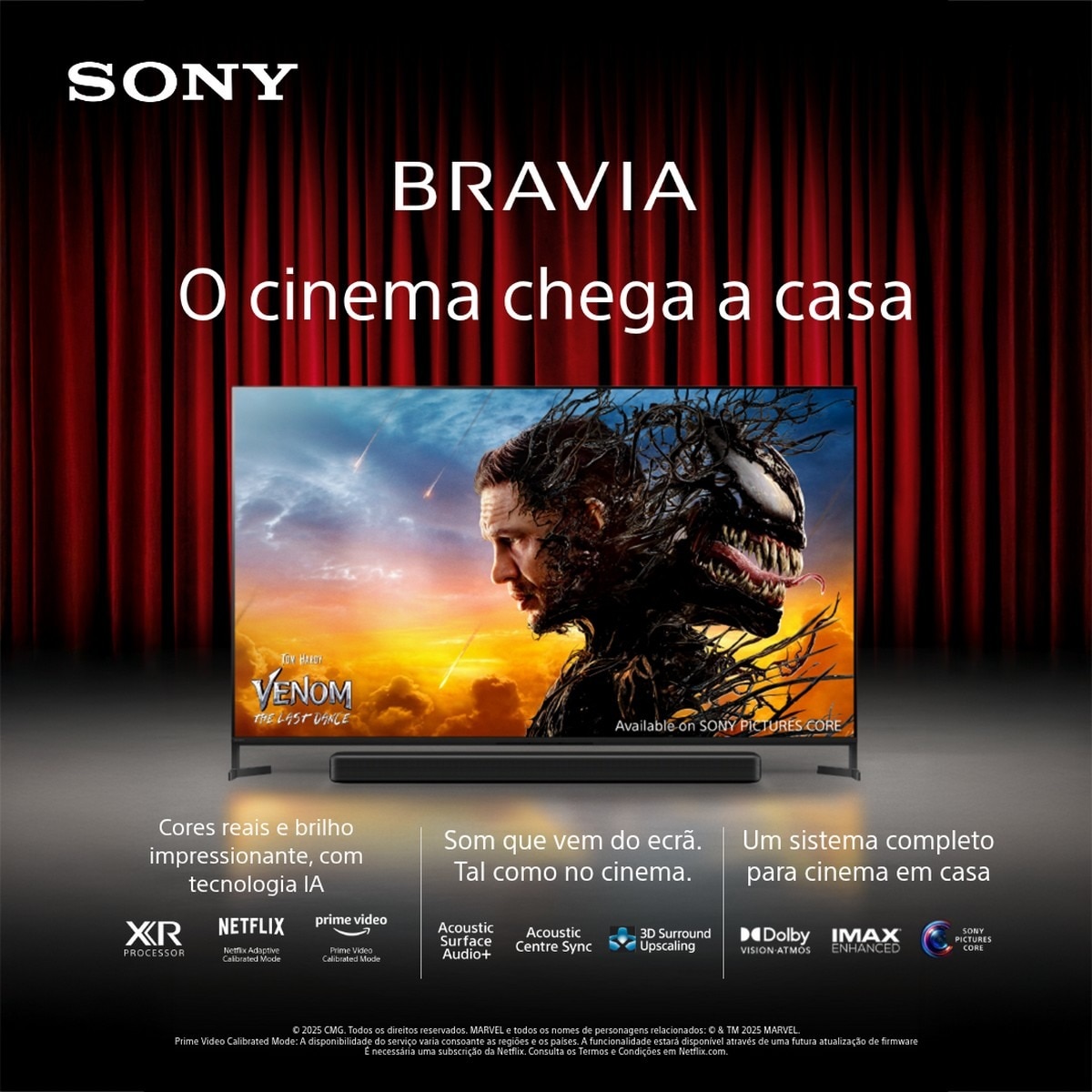 TV MiniLED Sony 75''Bravia 5 K75XR55BP, 189cm, MiniLED 4K HDR, Google TV, Processador AI XR, Acoustic MultiAudio, Dolby Vision, Dolby Atmos, Game Menu 3
