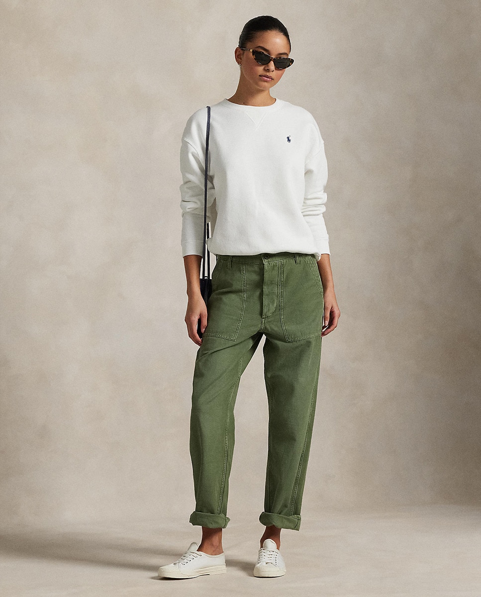 Sweatshirt de Algodão com Decote Redondo Branco-7