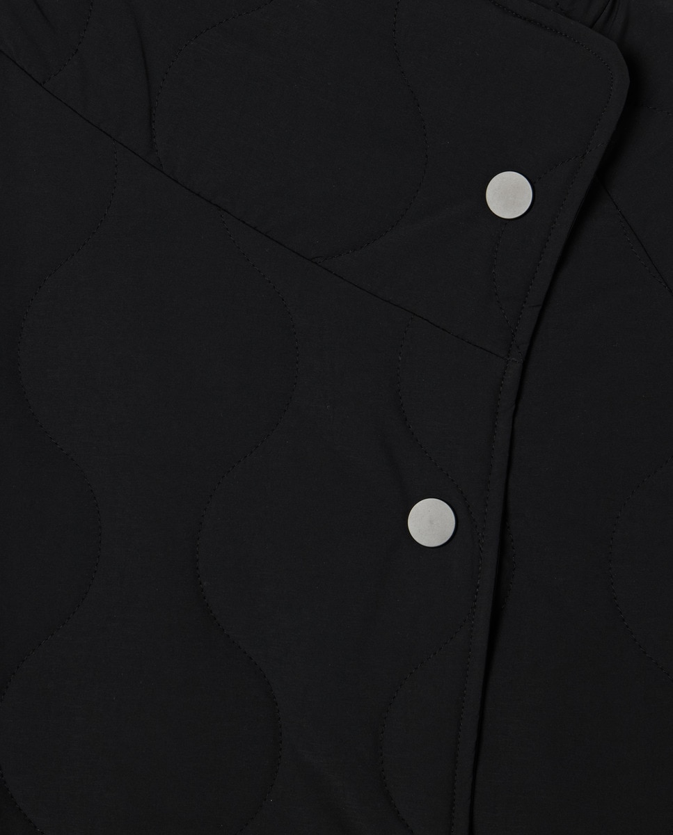 Blusão Acolchoado Comprido Cruzado Preto-6