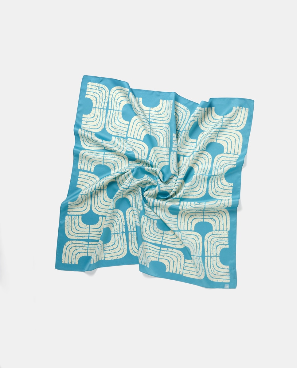 Lenço com Estampado às Bolinhas 400 Azul-1