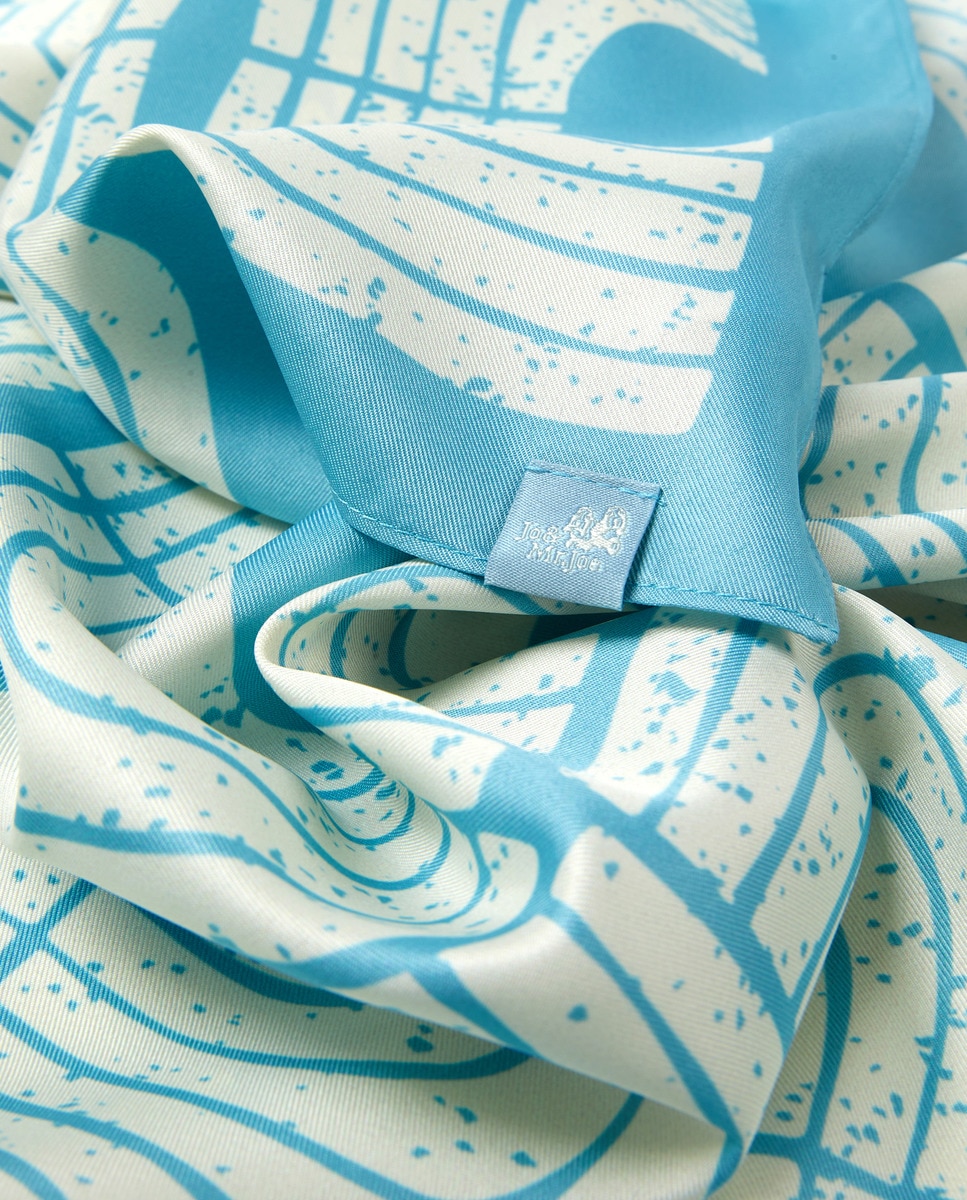 Lenço com Estampado às Bolinhas 400 Azul-2