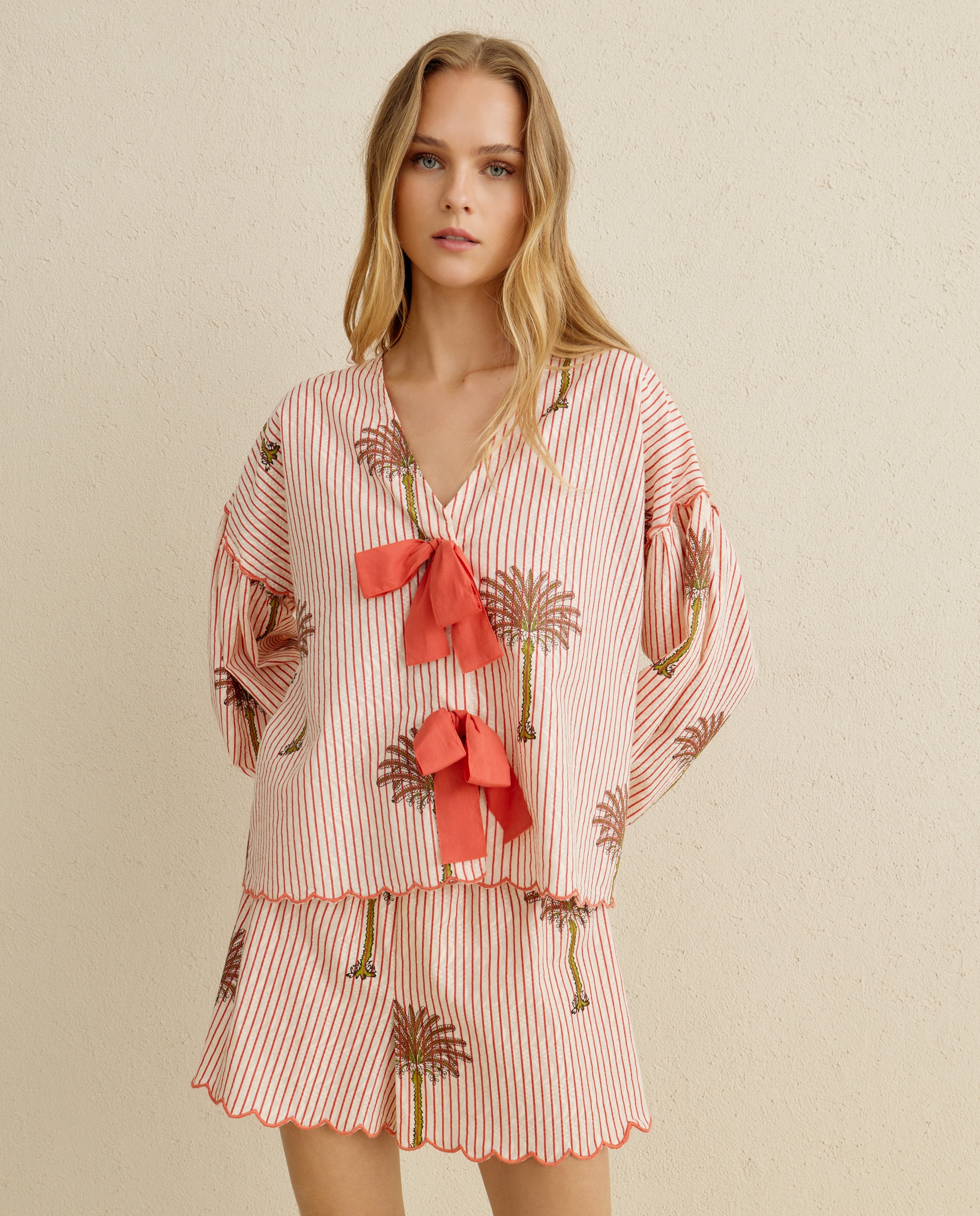 Conjunto de Praia com Detalhes de Laços 600 Vermelho-1