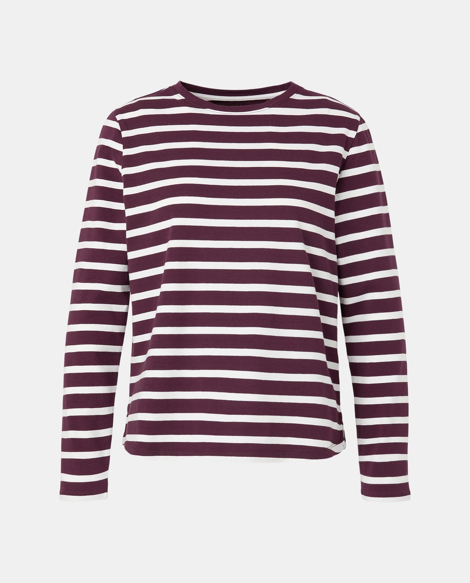 Camisola às riscas com manga comprida Vermelho-4